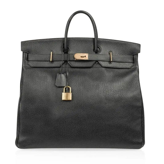 Hermès   |   Birkin Eau Tacroix Leather 50 Black Fjord Leather with Brass Hardware