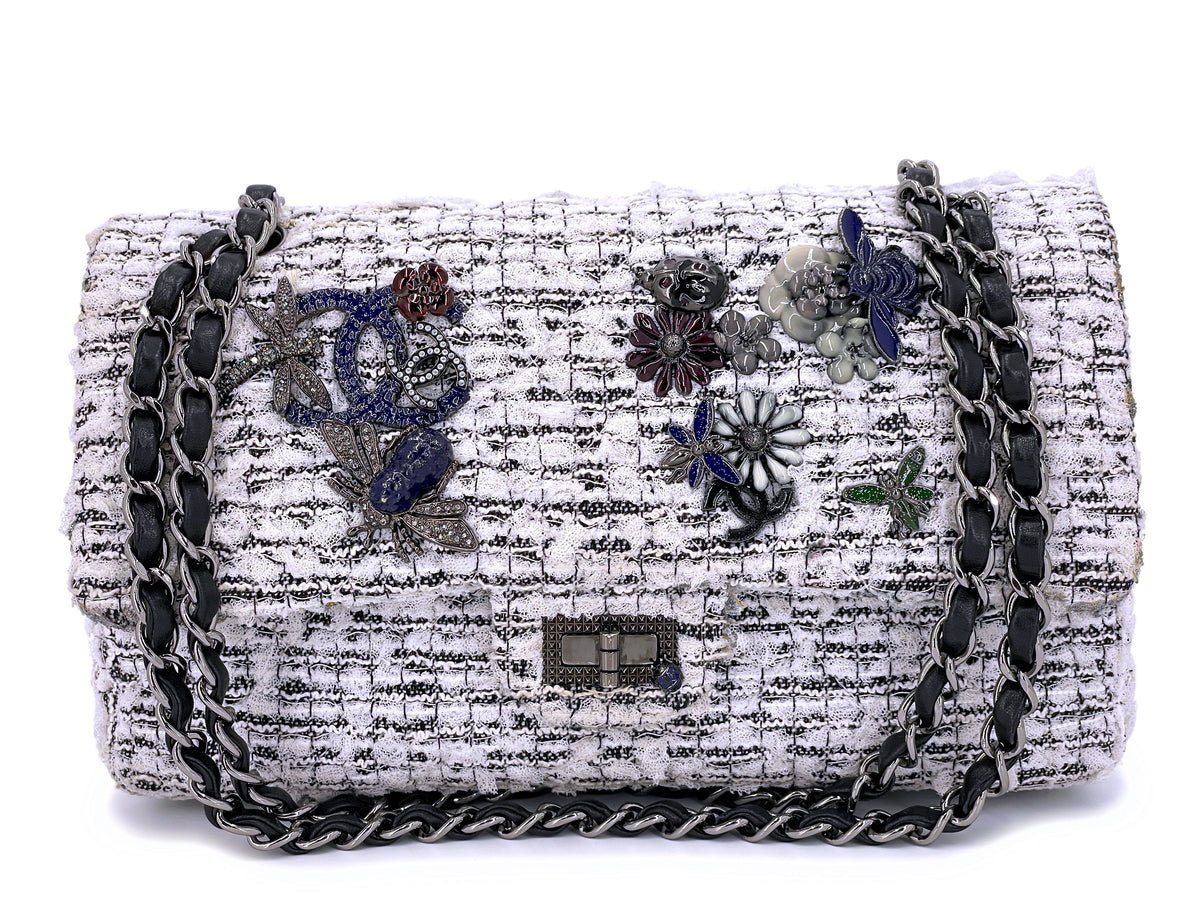 Rare Chanel 11P Tweed Crystal Charms Garden Party 2.55 Reissue 225 Flap Bag