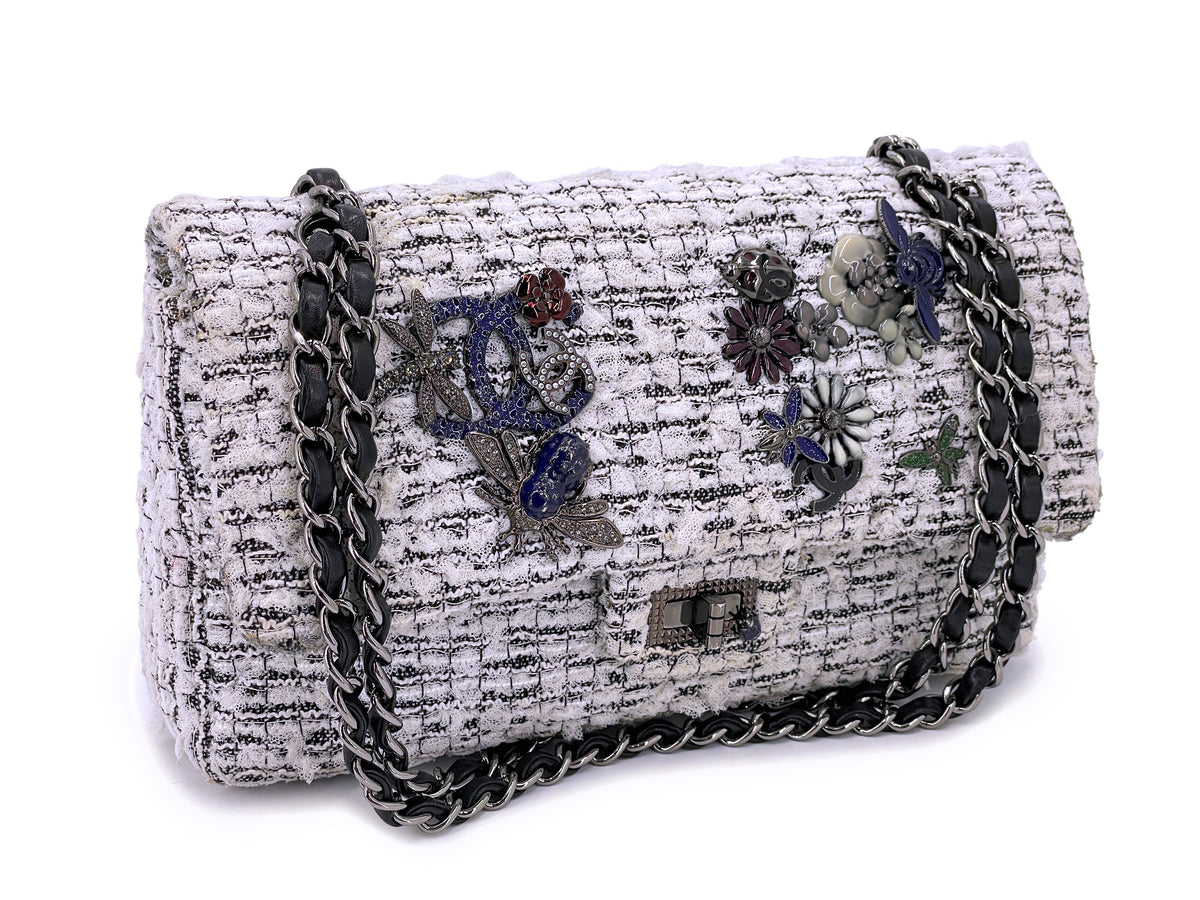 Rare Chanel 11P Tweed Crystal Charms Garden Party 2.55 Reissue 225 Flap Bag