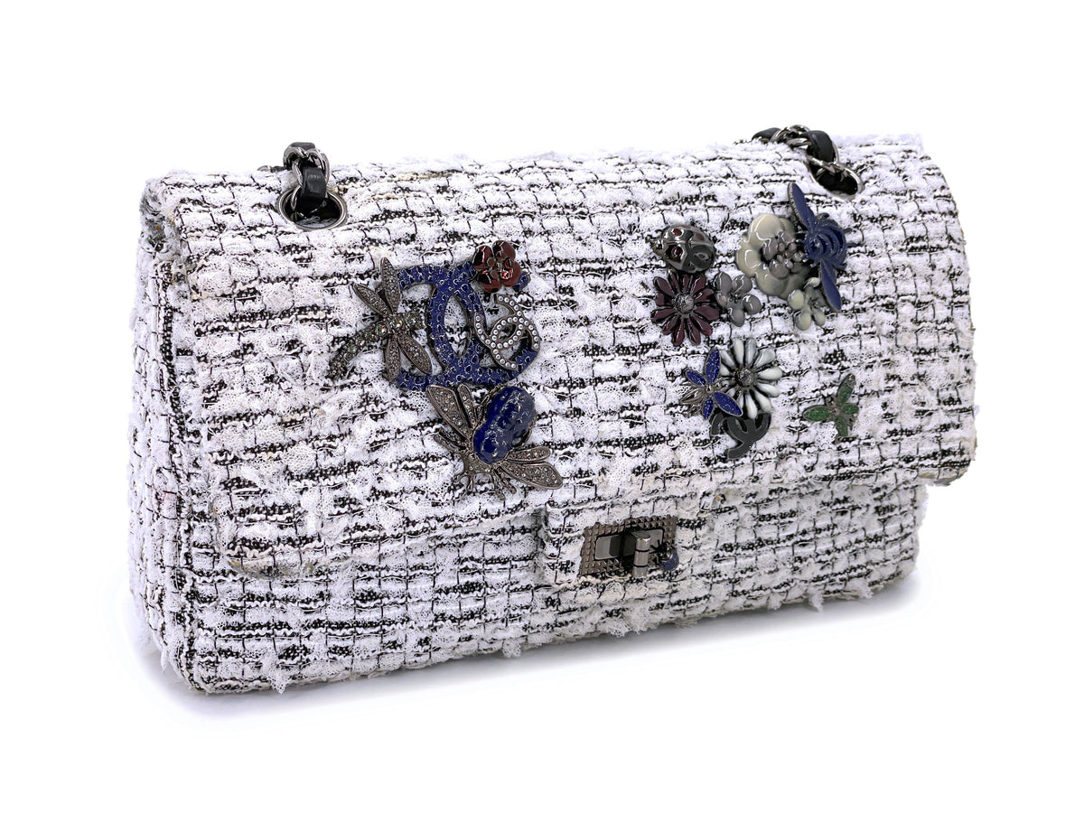 Rare Chanel 11P Tweed Crystal Charms Garden Party 2.55 Reissue 225 Flap Bag