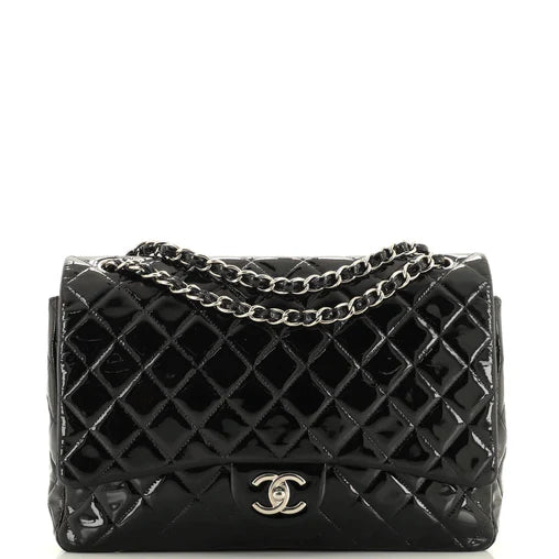 Chanel   |   Black Quilted Patent Maxi