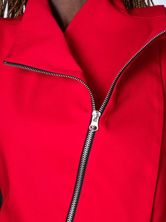 Metamorphoza   |    Elegant Zipper Vest In Red