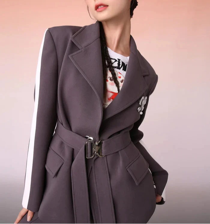 Mukzin   |    Grey Casual Blazer Coat