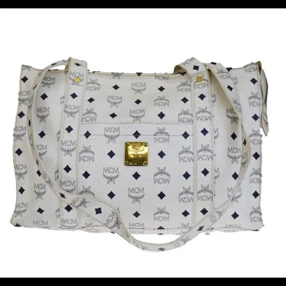 MCM   |     Vintage Vicetos Logogram Tote White