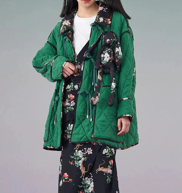 Mukzin   |    Casual Coat with Black Rabbit Decoration