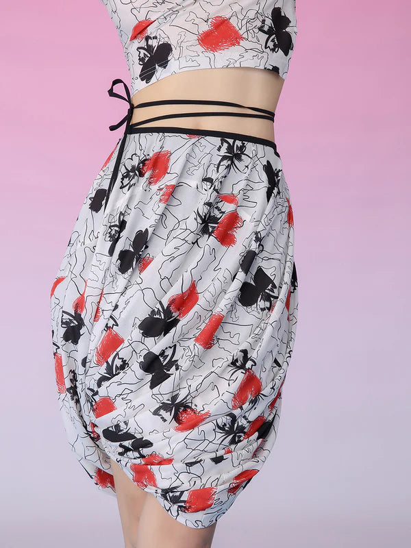 Mukzin   |    Hand Painted Butterfly Print Skirt