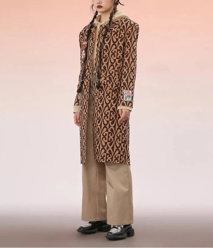 Mukzin   |    Loose Fit Mid-Length Brown Double-Sided Nylon Coat