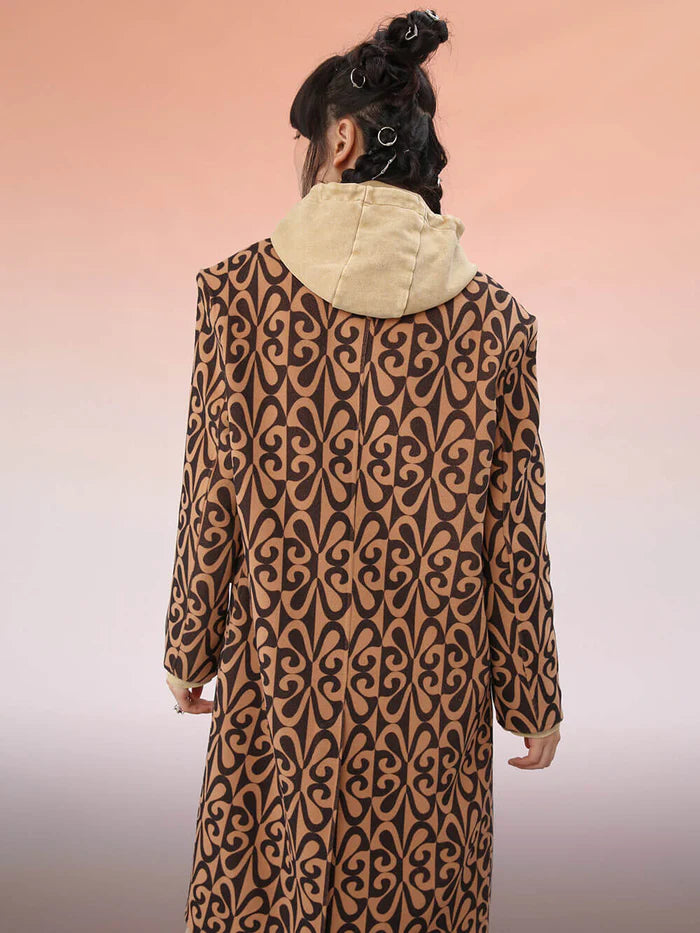 Mukzin   |    Loose Fit Mid-Length Brown Double-Sided Nylon Coat