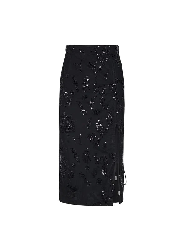 Mukzin   |    Mid-Length Ruched Black Skirt