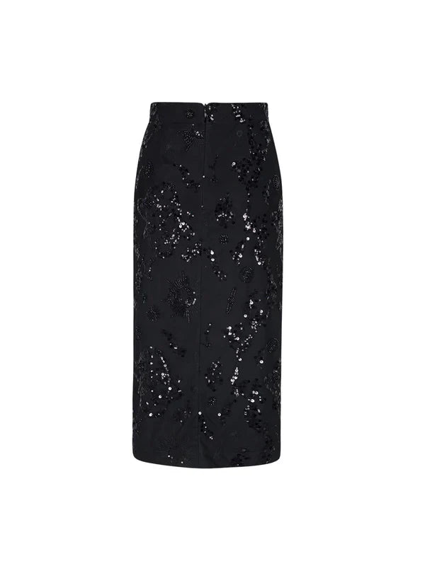 Mukzin   |    Mid-Length Ruched Black Skirt