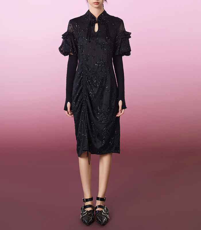 Mukzin   |    Sequin Embroidery Cheongsam Dress