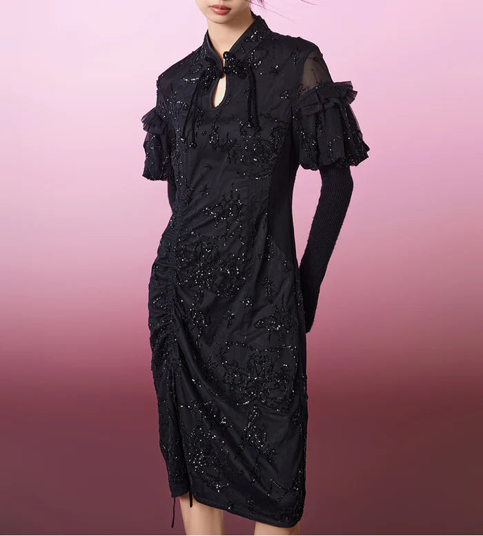 Mukzin   |    Sequin Embroidery Cheongsam Dress