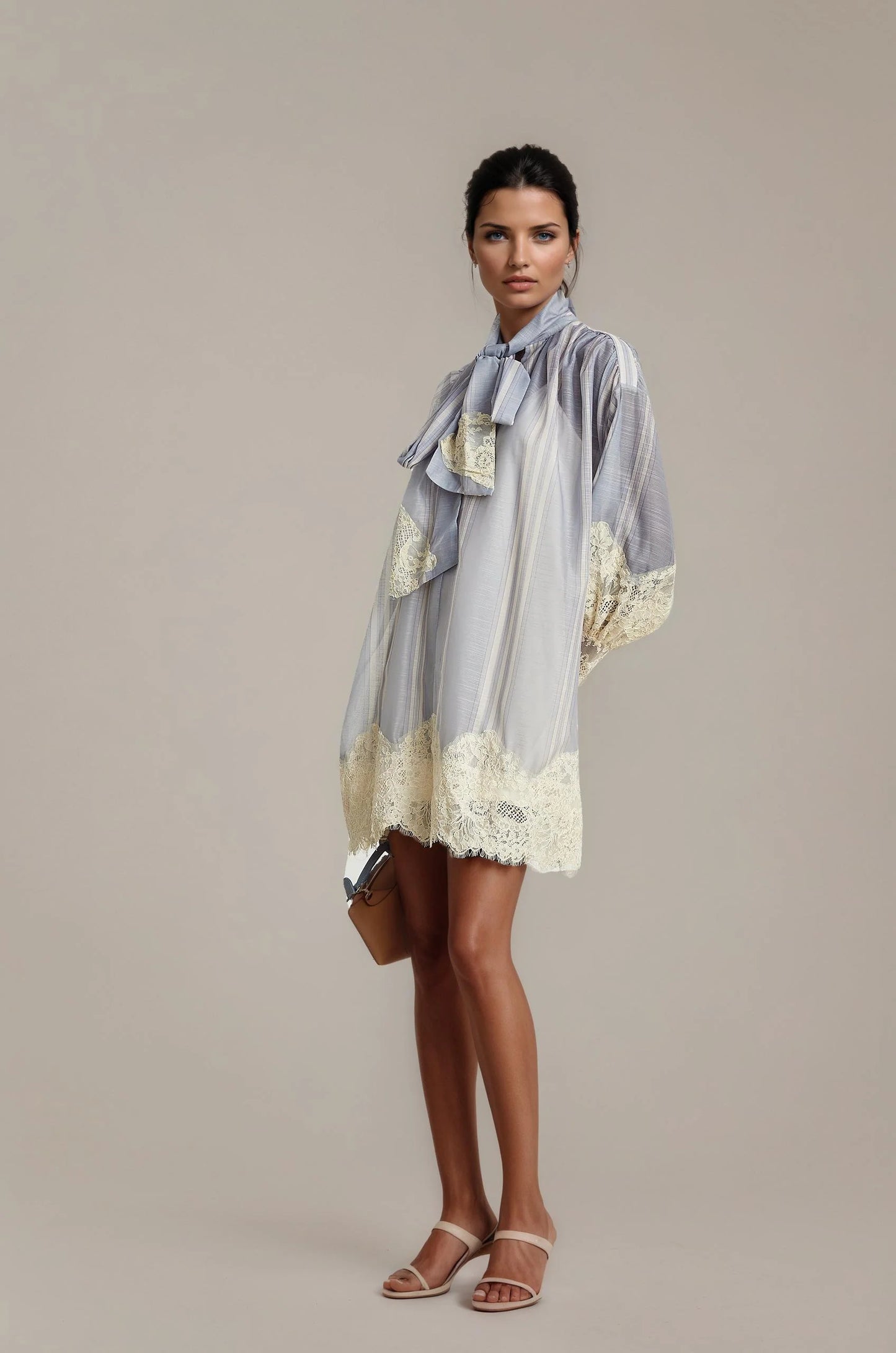 Relvoux   |    Paulette Mini Dress With Floral Lace Embroidery