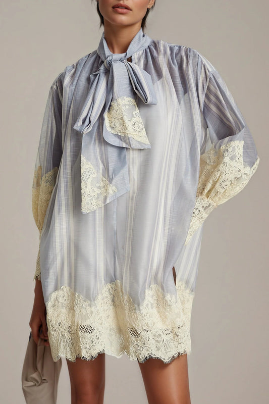 Relvoux   |    Paulette Mini Dress With Floral Lace Embroidery