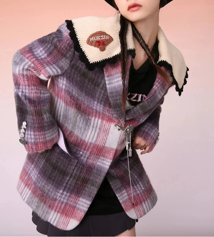 Mukzin   |    Plaid Cassic Warm Campus Coat