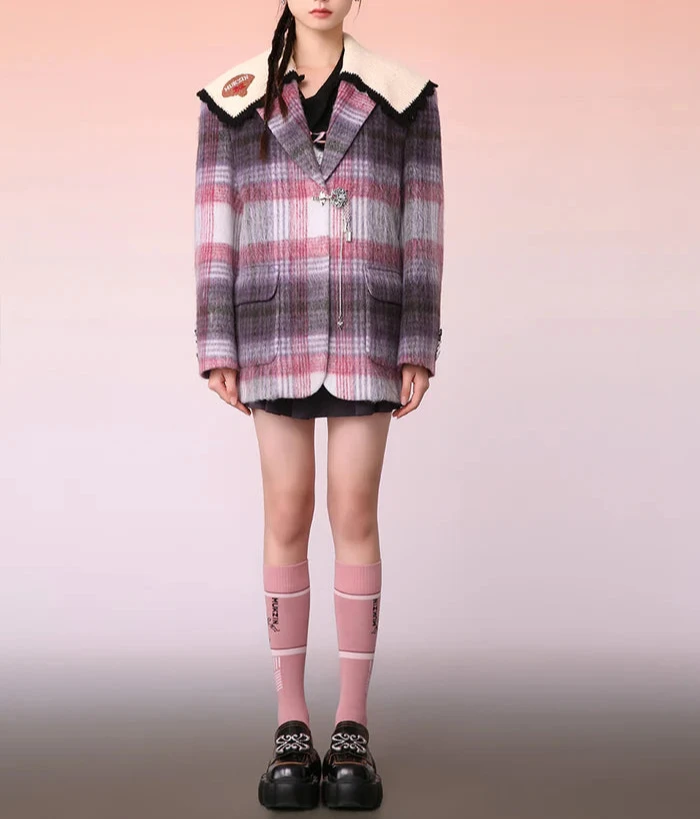 Mukzin   |    Plaid Cassic Warm Campus Coat