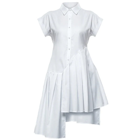 Metamorphoza   |    Pleated Tunic Shirt In White
