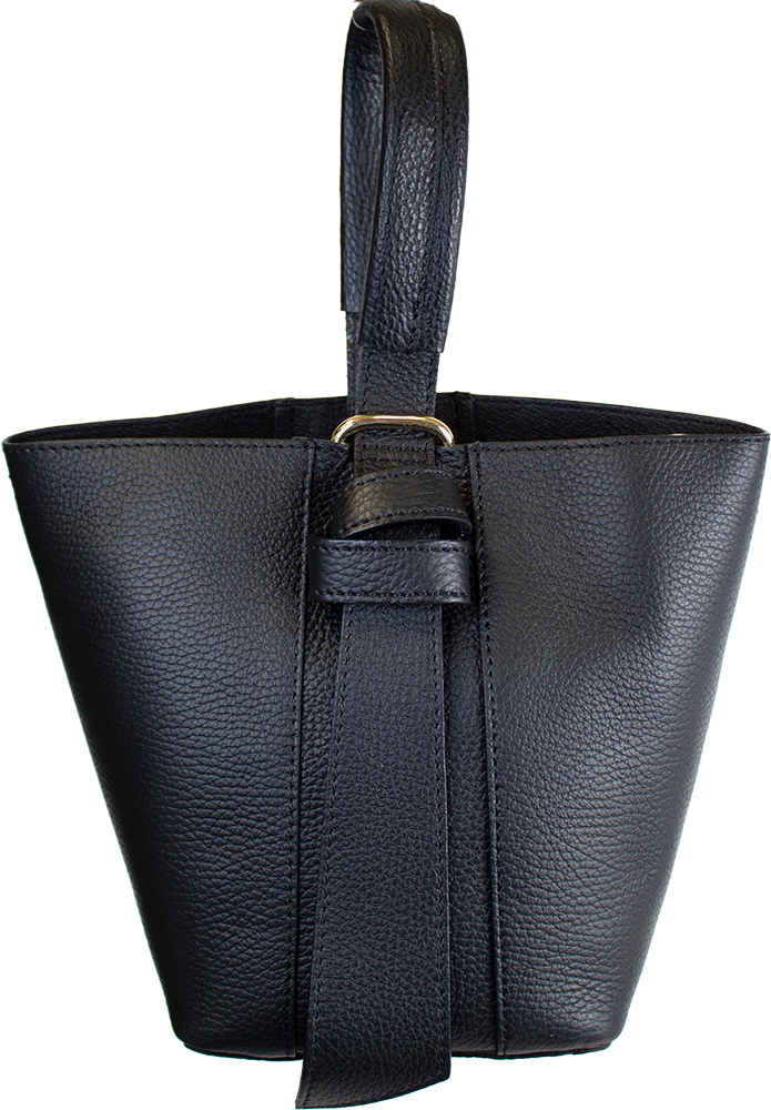 ITALIAN LEATHER BUCKET BAG: Beige