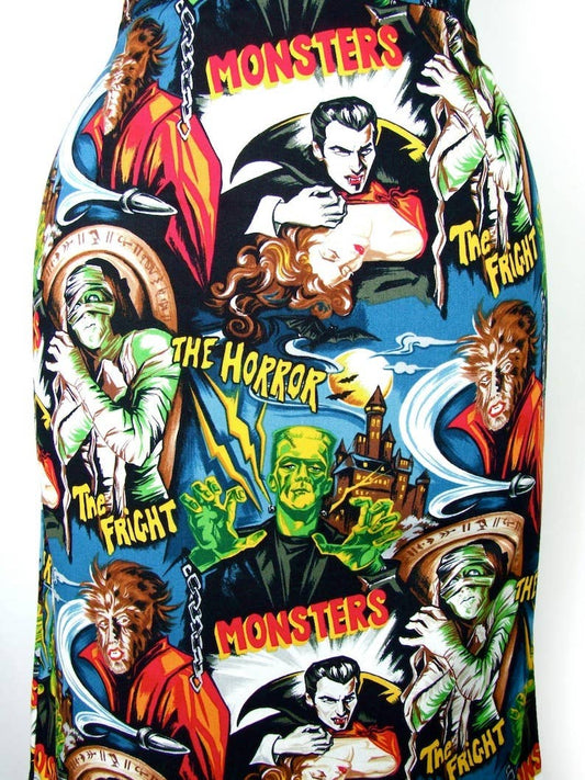 Halloween   |   Pinup Monsters Pencil Skirt