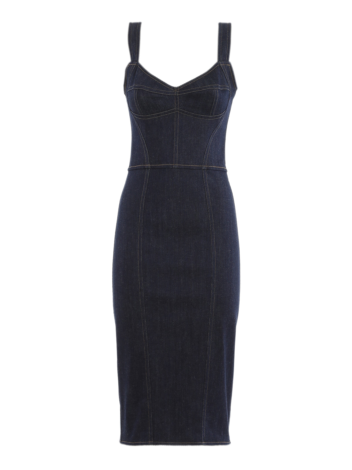 Dolce & Gabbana   |    Dark Blue Cotton Denim Midi