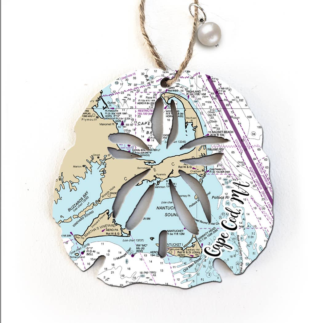 Wood Ornament - Sand Dollar Shape- Custom Map- BEST SELLER!`