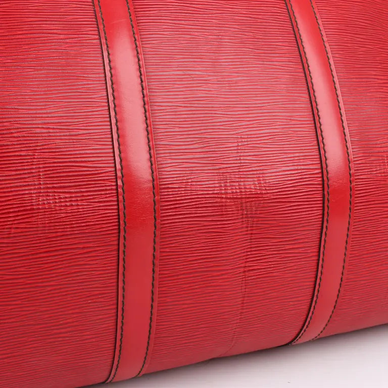 Louis Vuitton   |    Epi Keepall 55 Castillan Red Travel Bag