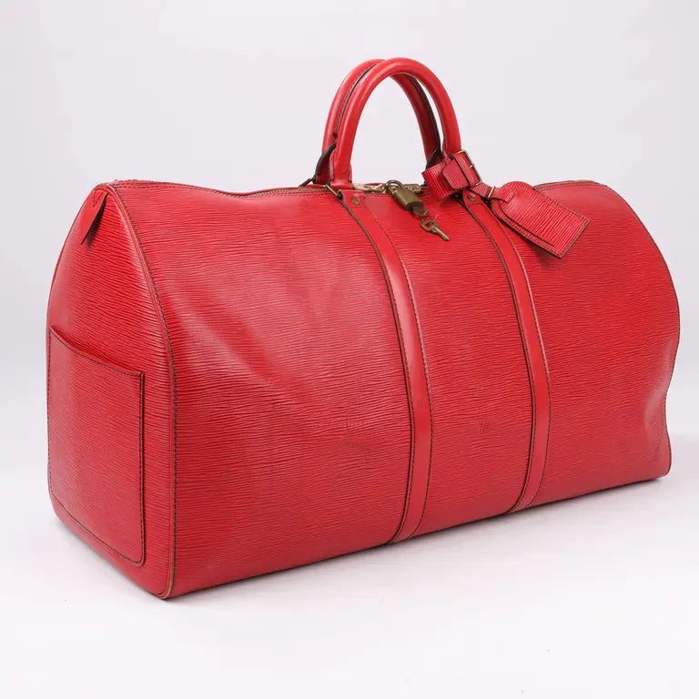 Louis Vuitton   |    Epi Keepall 55 Castillan Red Travel Bag