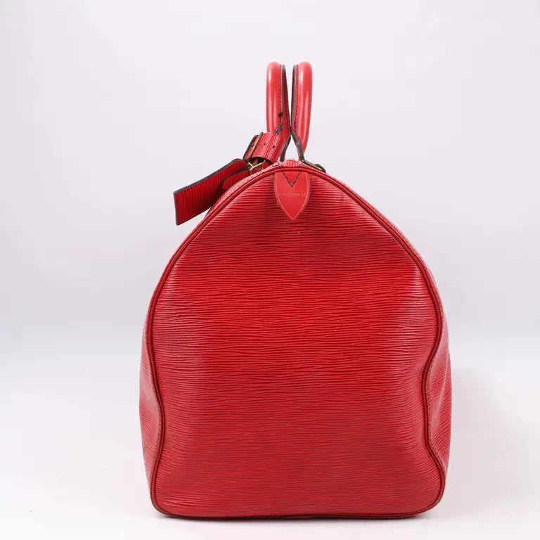 Louis Vuitton   |    Epi Keepall 55 Castillan Red Travel Bag