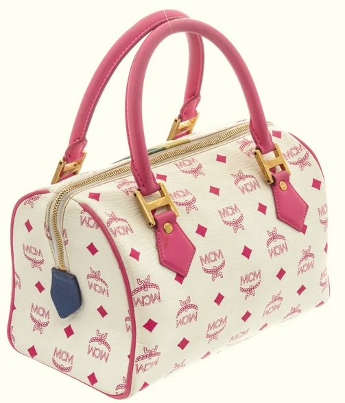 MCM Pink &amp; White Lion Boston Bag - TAO 919